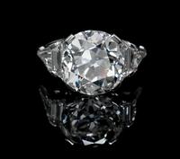 A Platinum and Antique Cushion Cut Diamond Ring, 4.80 dwts.