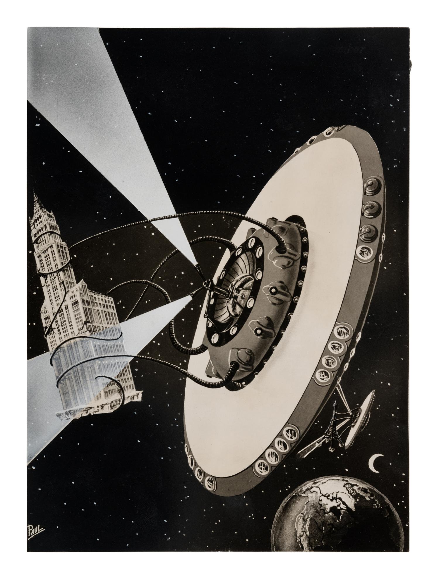 PAUL, Frank R. (1884-1963). Group of 6 painted photographs made for Gernsback's Forecast Magazine. c. 1955-1965.