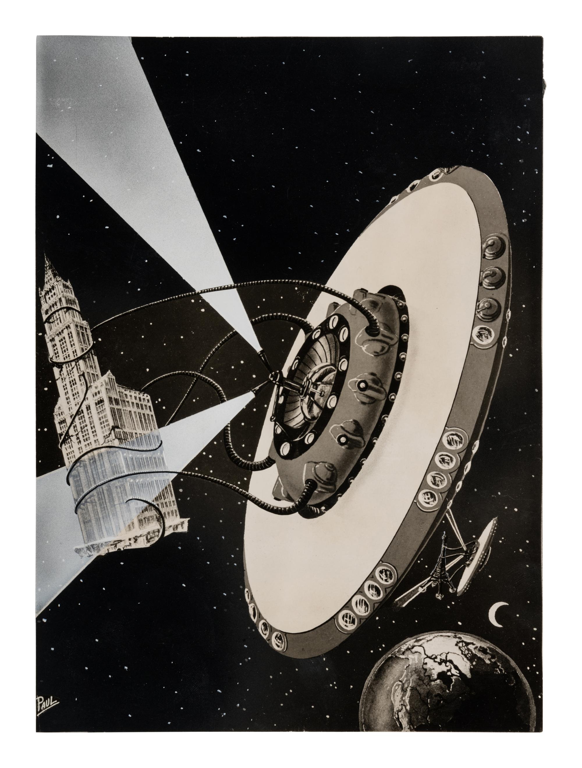 PAUL, Frank R. (1884-1963). Group of 6 painted photographs made for Gernsback's Forecast Magazine. c. 1955-1965.
