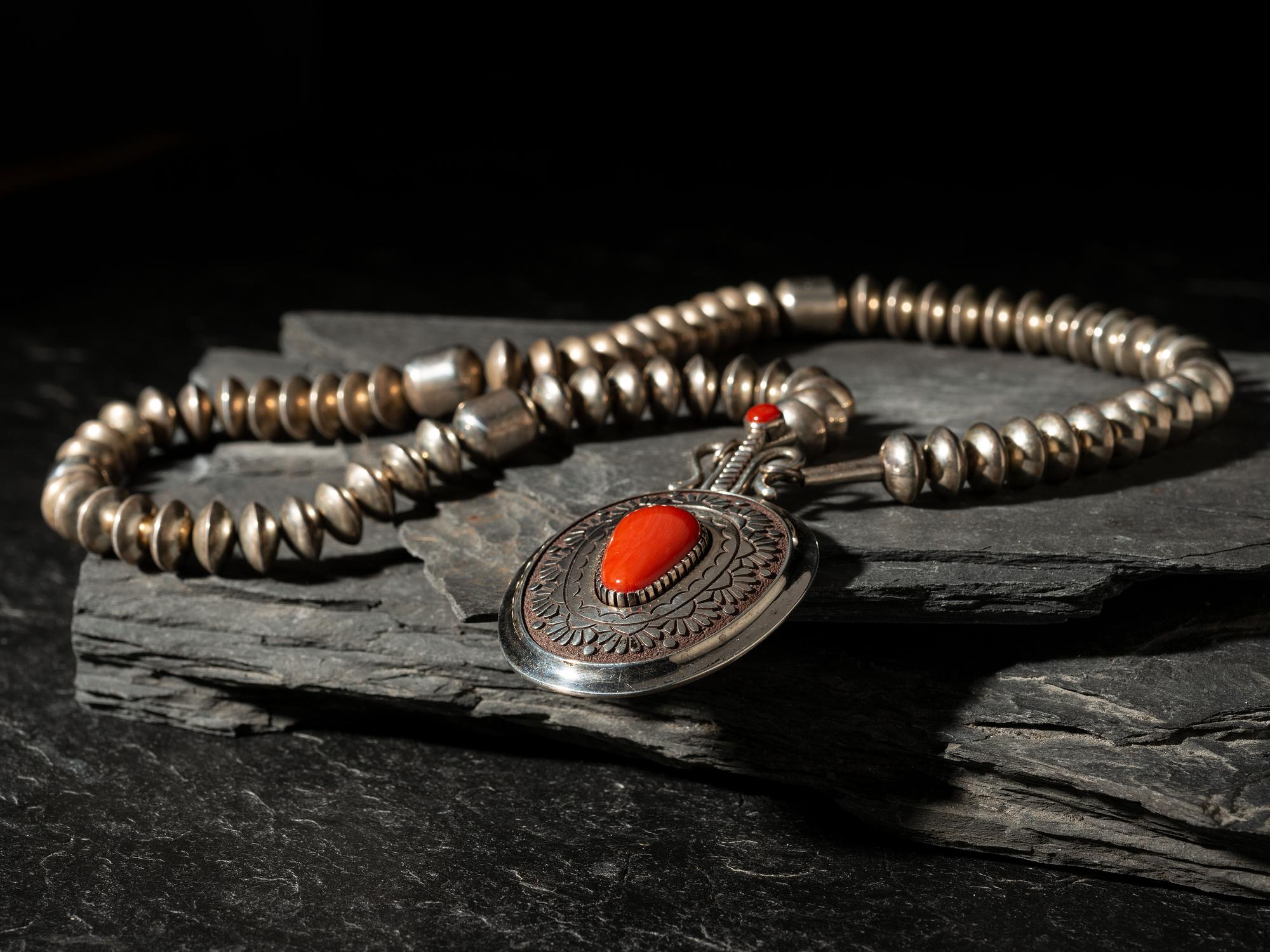Sterling Silver and Coral Necklace
