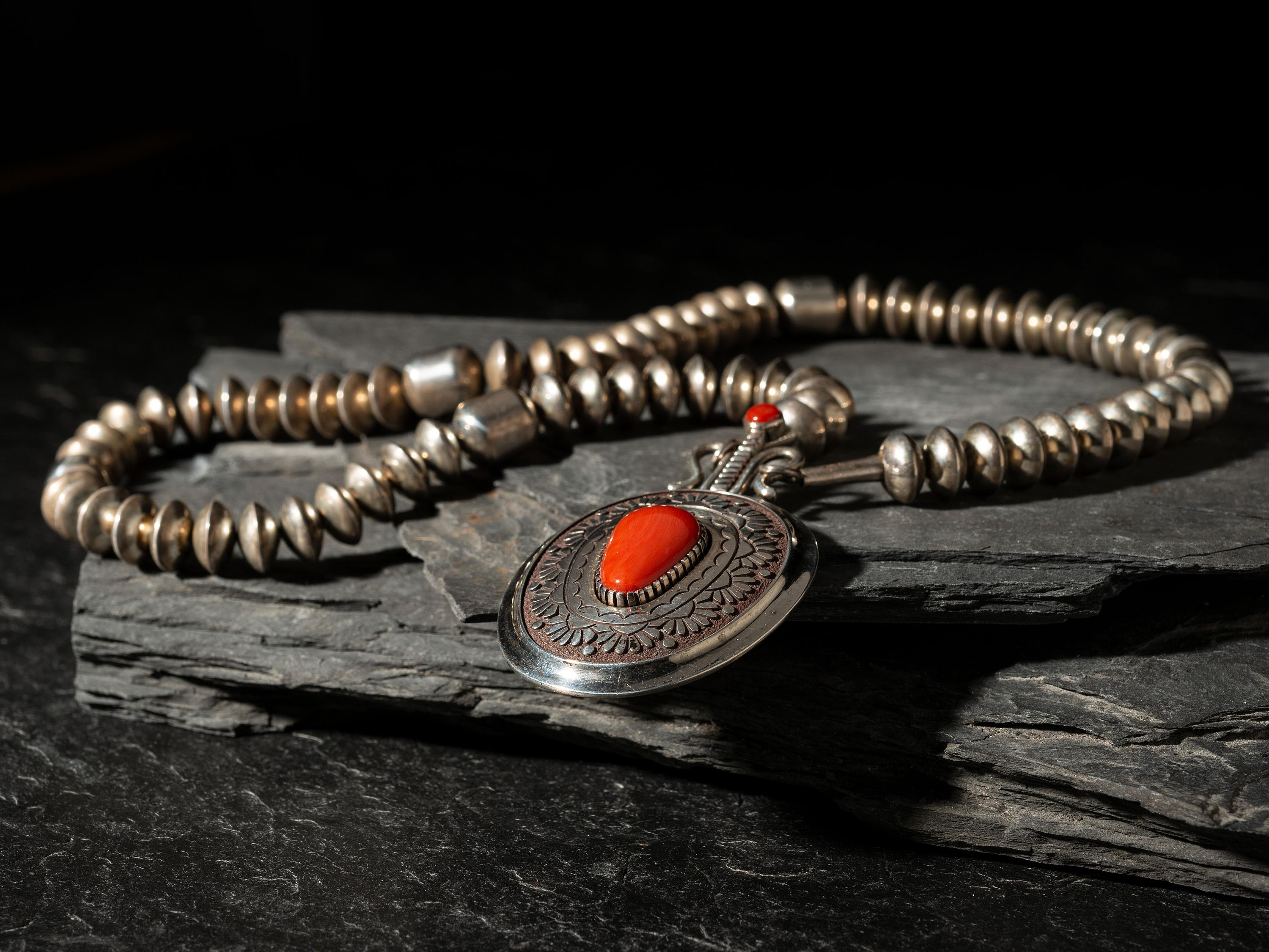 Sterling Silver and Coral Necklace