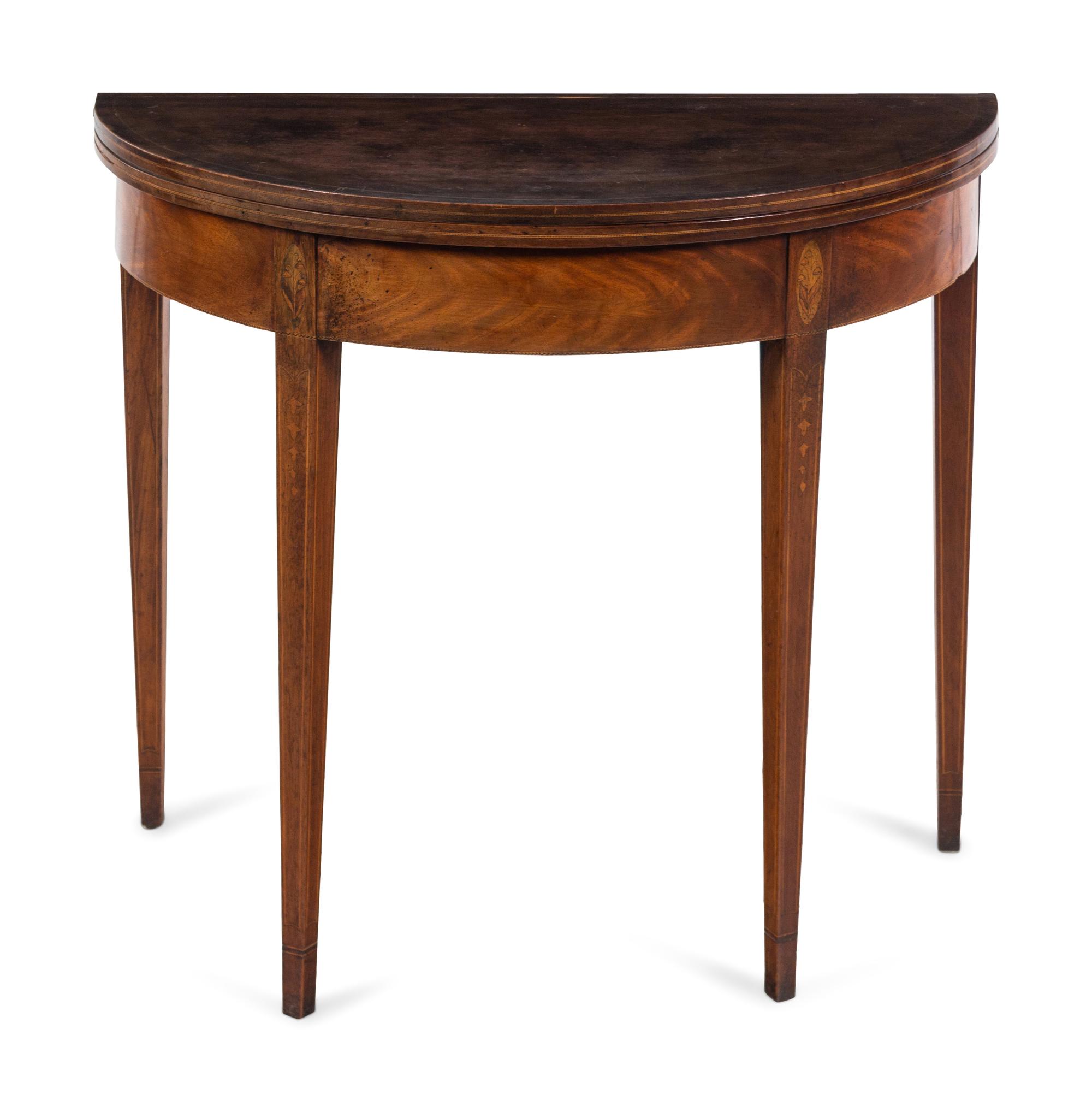 A Federal Inlaid Mahogany Flip-Top Table