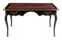 A Louis XV Style Gilt Bronze Mounted Lacquered Bureau Plat Height 29 x width 53 x depth 29 1/2 inches. — 18TH/19TH CENTURY
