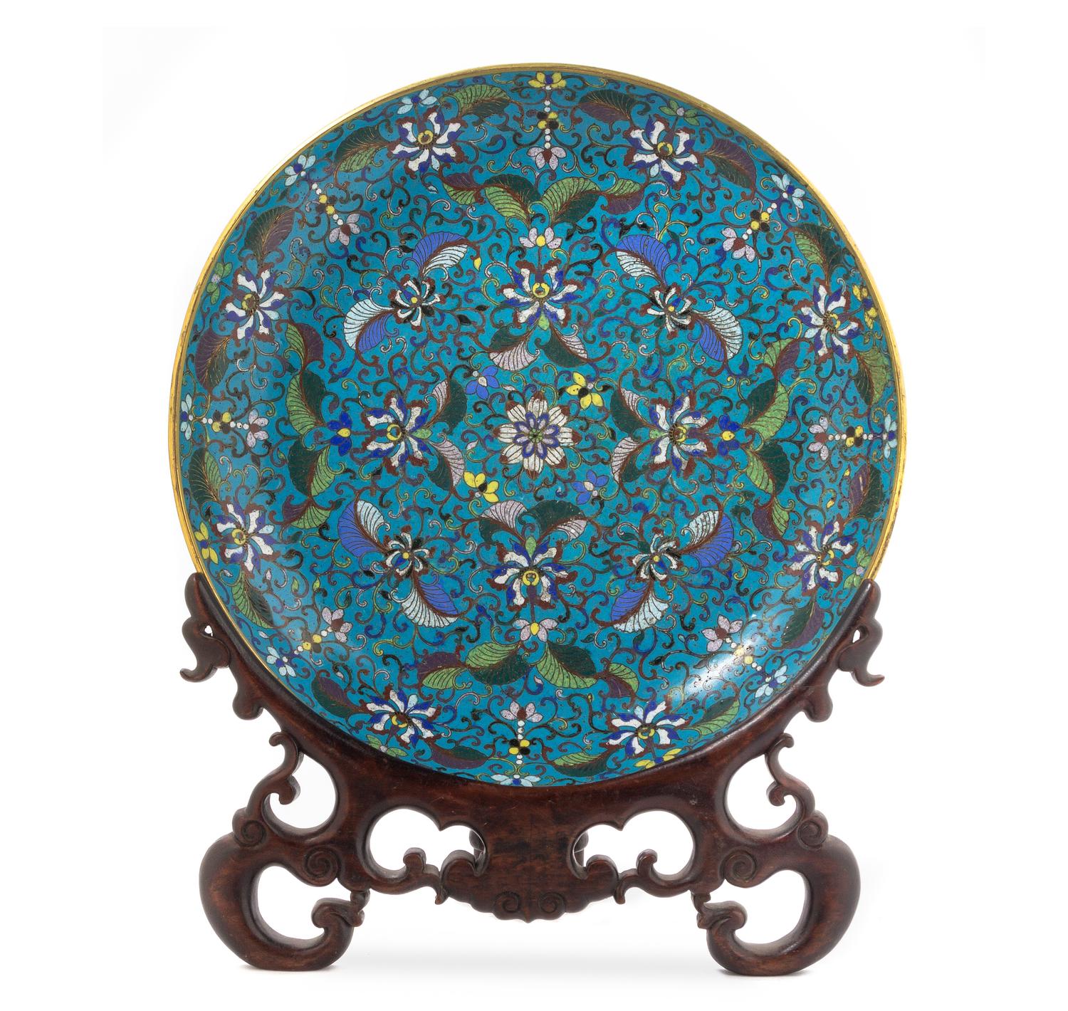 A Chinese Cloisonne Charger LIKELY 18TH CENTURY Diameter 13 1/4 x depth 2 1/4 inches. — LIKELY 18TH CENTURY