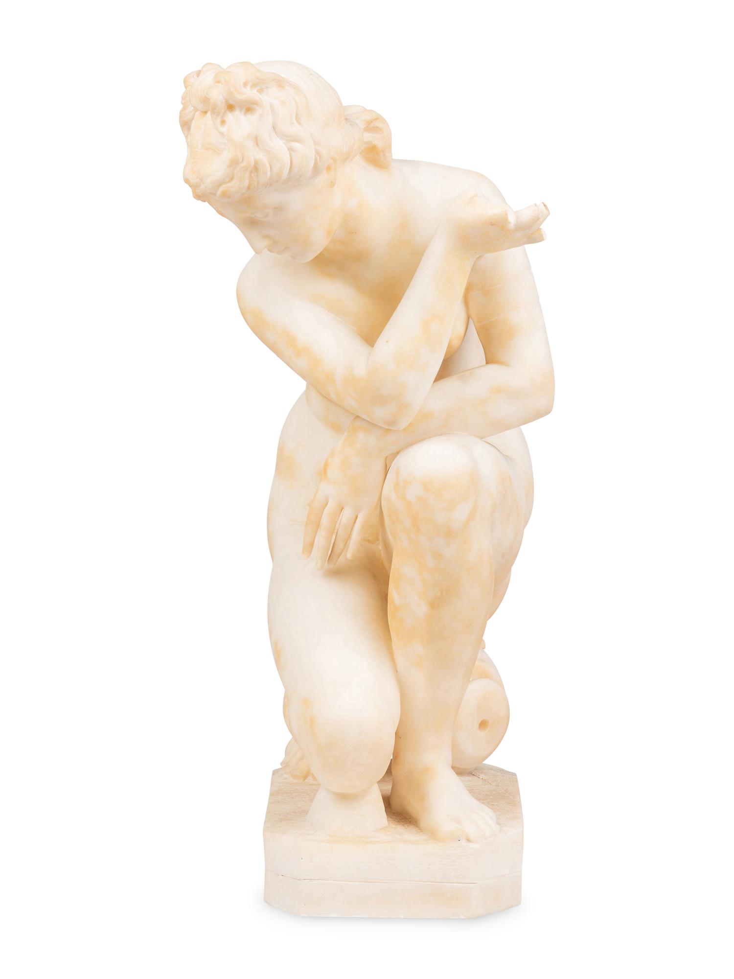 An Alabaster Figure of Crouching Venus