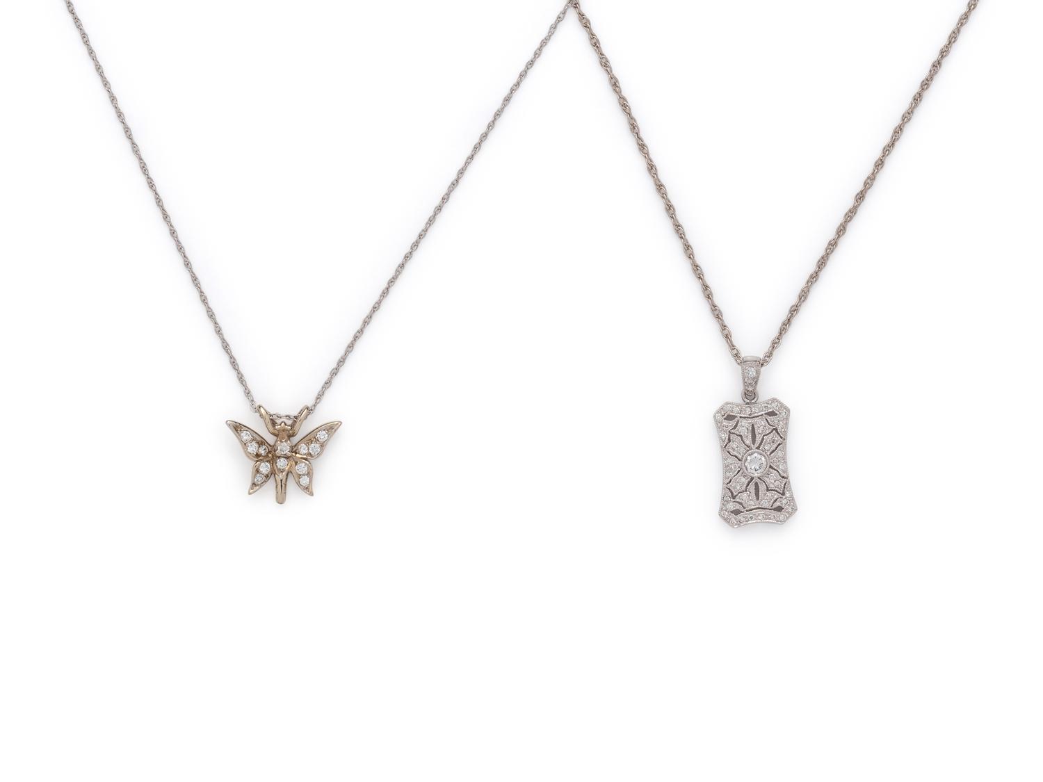 COLLECTION OF WHITE GOLD AND DIAMOND NECKLACES
