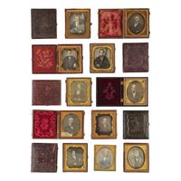 [Early Photography] Group of 22 Sixth Plate Daguerreotypes of Men