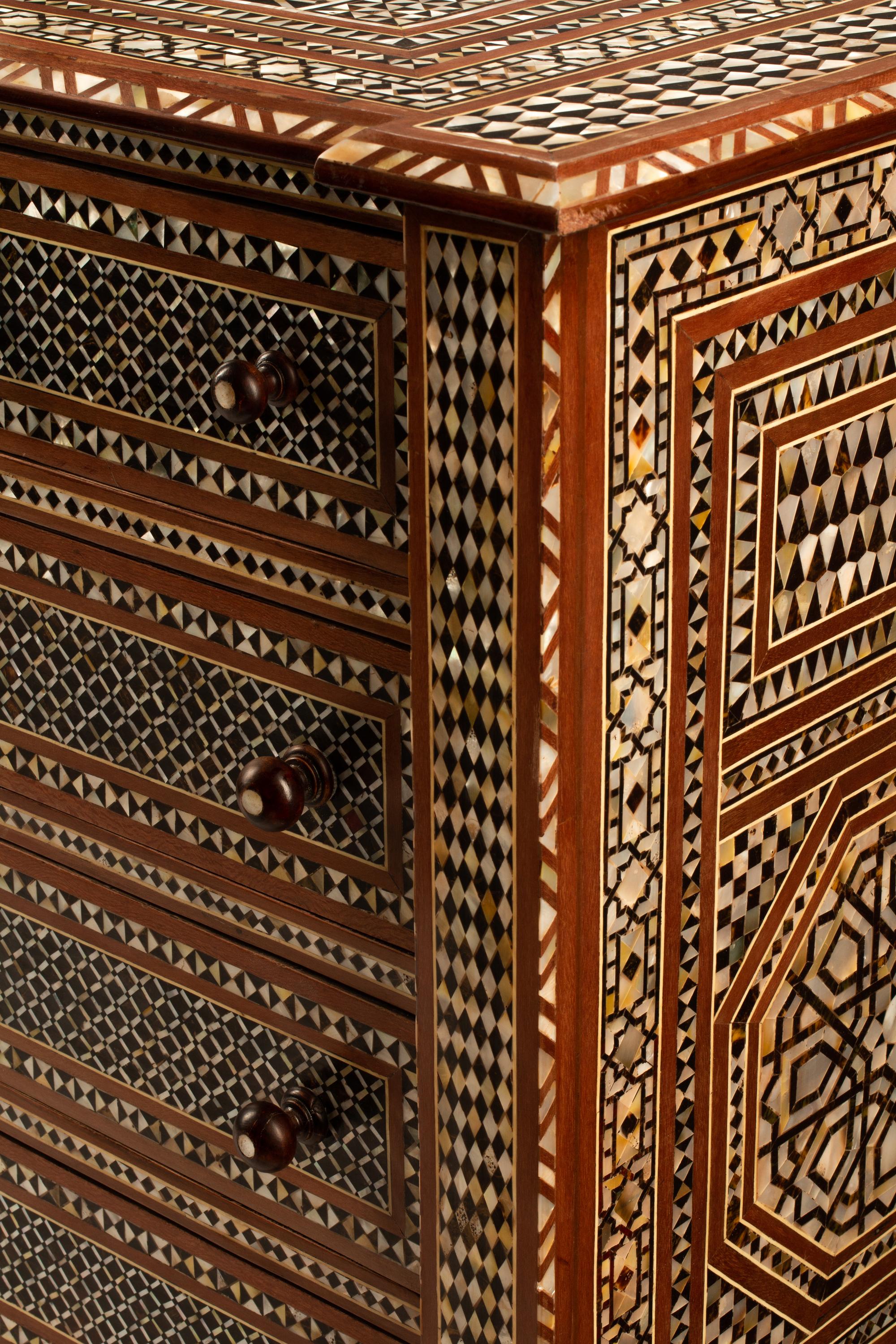 A Moorish Style Inlaid Chest of Drawers