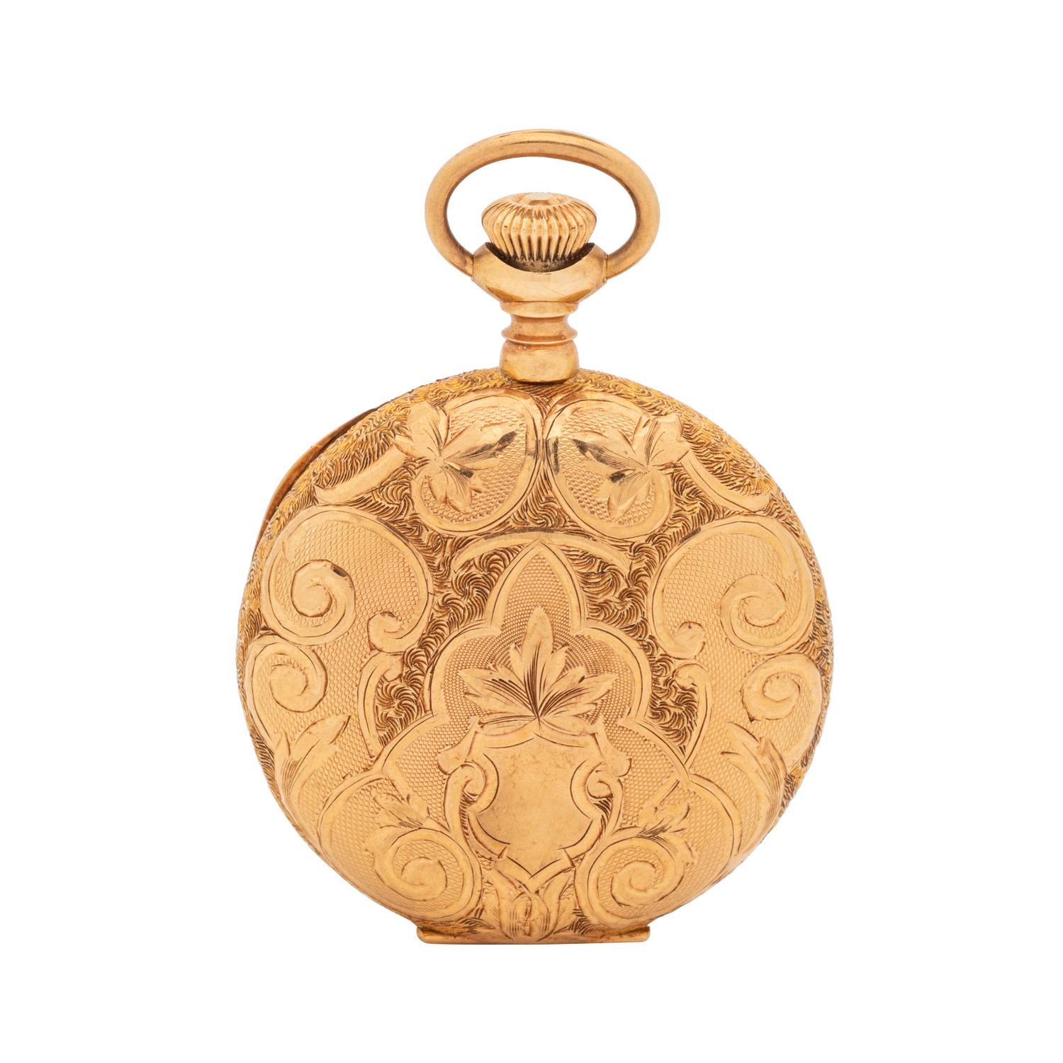 WALTHAM, 14K YELLOW GOLD HUNTER CASE POCKET WATCH