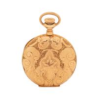 WALTHAM, 14K YELLOW GOLD HUNTER CASE POCKET WATCH