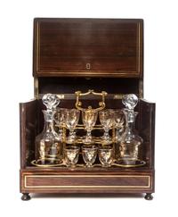 A Regency Style Rosewood Liquor Chest, Height 11 x width 12 1/8 x depth 9 inches.