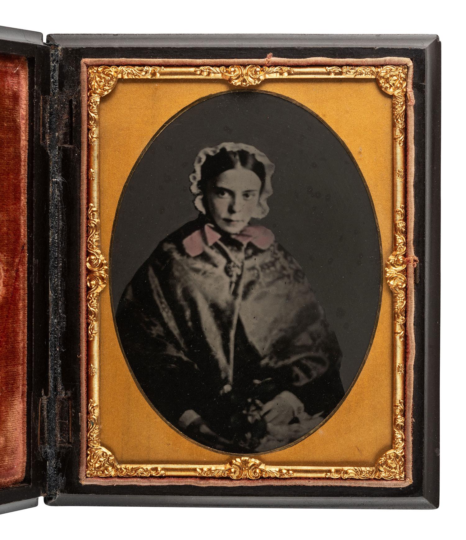 [EARLY PHOTOGRAPHY]. 5 quarter plate Union cases and one Union wall frame, all containing portraits.