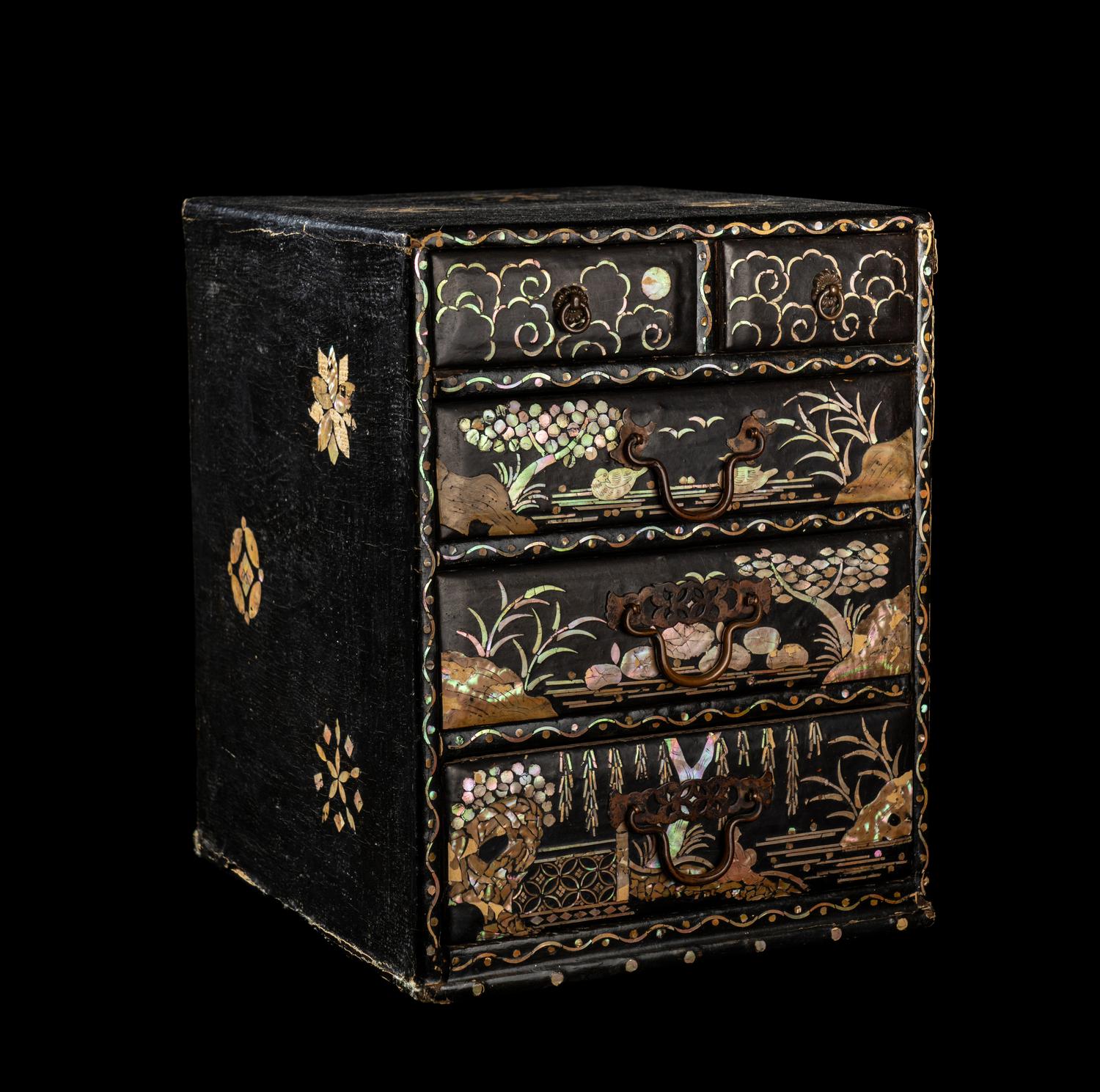 Two Korean Mother-of-Pearl Inlaid Lacquered Accessory Boxes