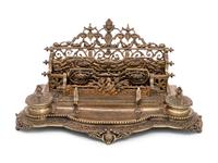 A Victorian Brass Ink and Letter Stand