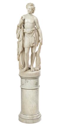 Scipione Tadolini, (Italian, 1822-1892), Adonis with Bow, Quiver and Hare, 1876