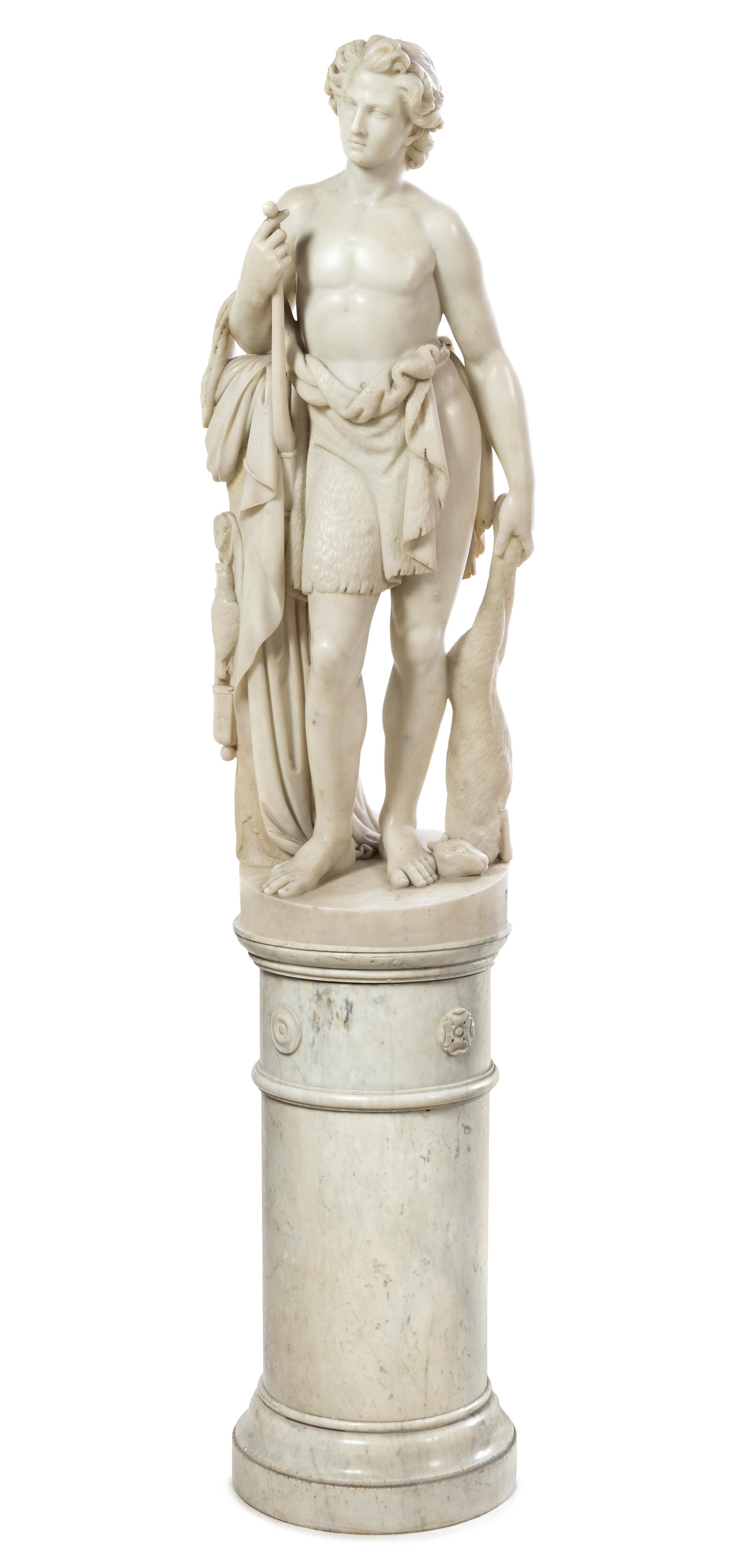Scipione Tadolini, (Italian, 1822-1892), Adonis with Bow, Quiver and Hare, 1876