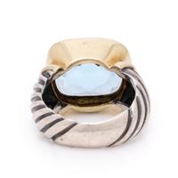 David Yurman, 'Noblesse' Blue Topaz, Sterling Silver, and Yellow Gold Ring