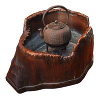 An Edo Period Wood and Copper Hibachi with Teapot and Stand 12 x 16-1/2 x 22 inches — Japan, 18th century