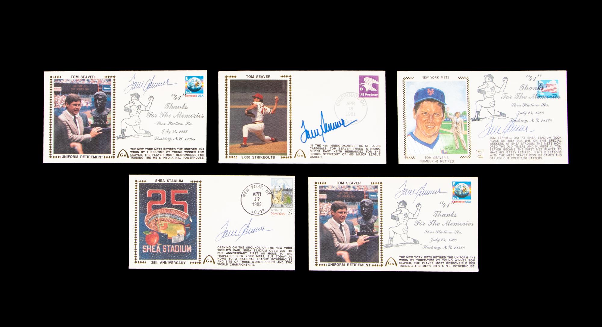 A Collection of Tom Seaver Signed Autograph Cachets (5)