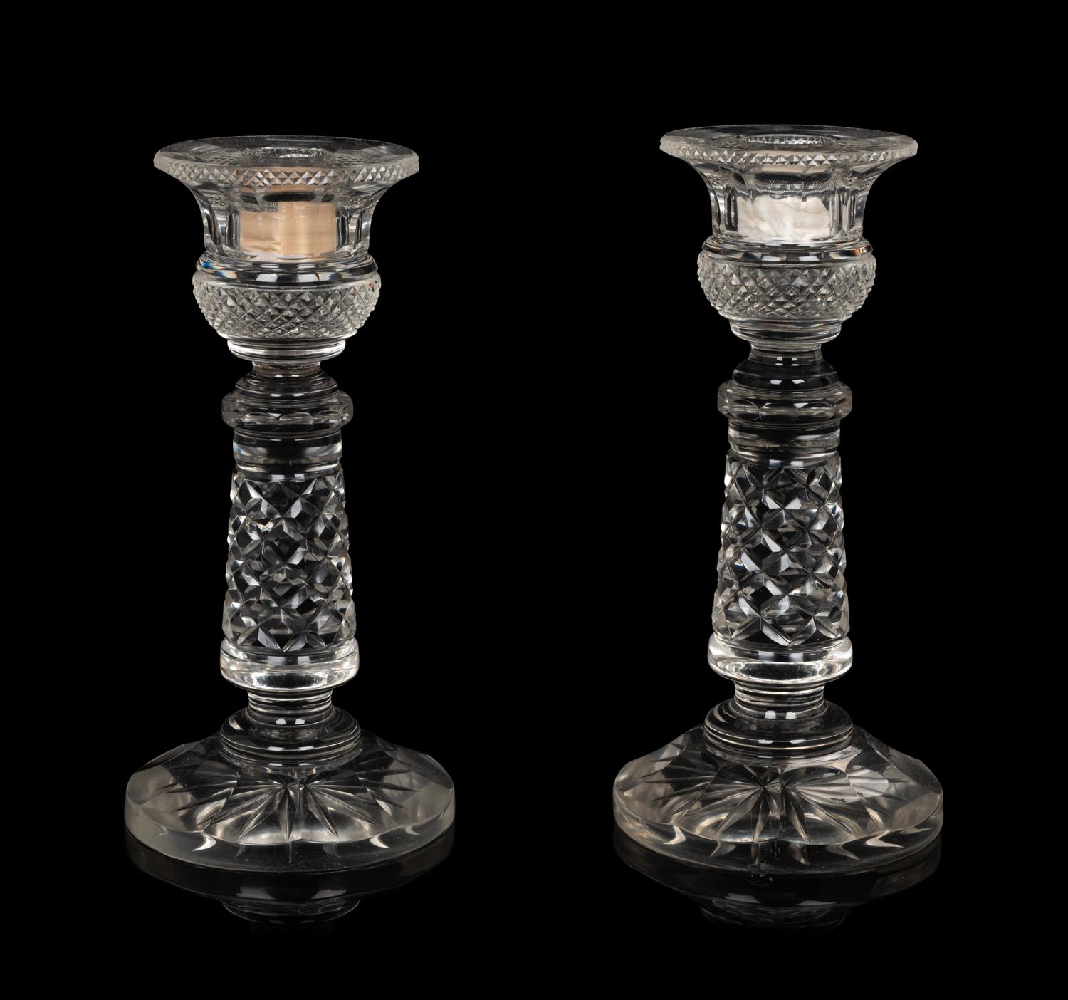 APPROVED FOR DONATION A Pair of Cut Glass Candlesticks