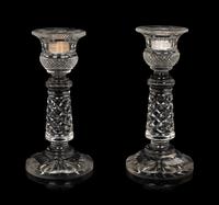 APPROVED FOR DONATION A Pair of Cut Glass Candlesticks
