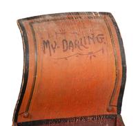 A Paint Decorated and Velvet Upholstered Wood Child's Sleigh