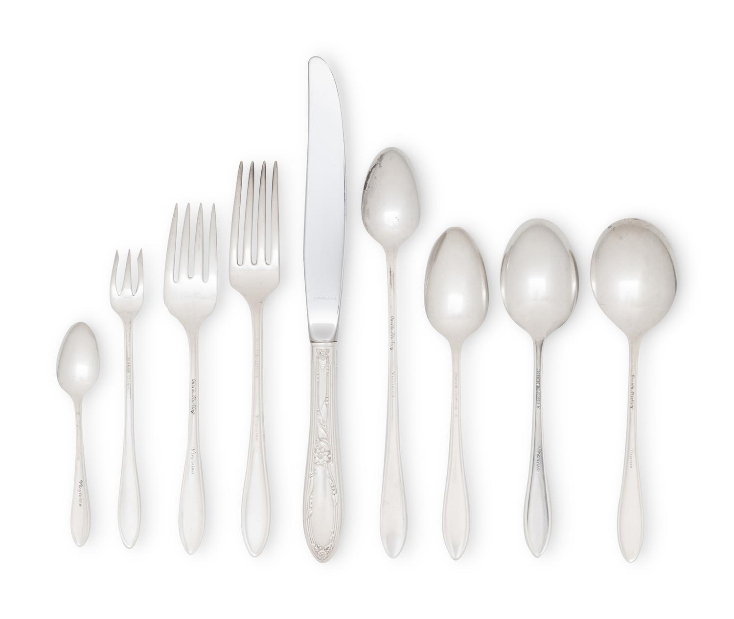 An Assembled George III Silver Flatware Service