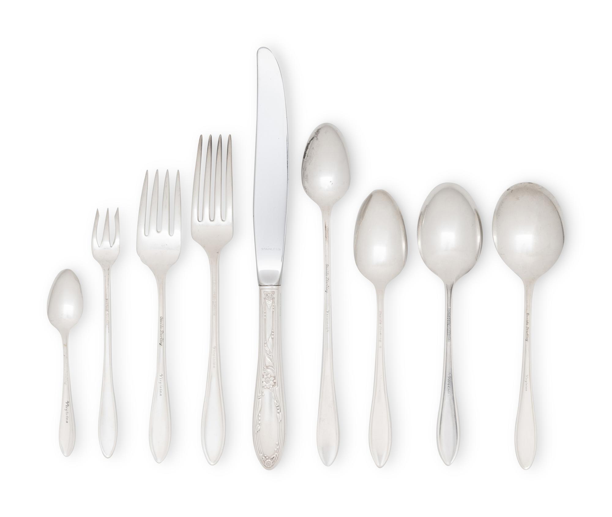An Assembled George III Silver Flatware Service