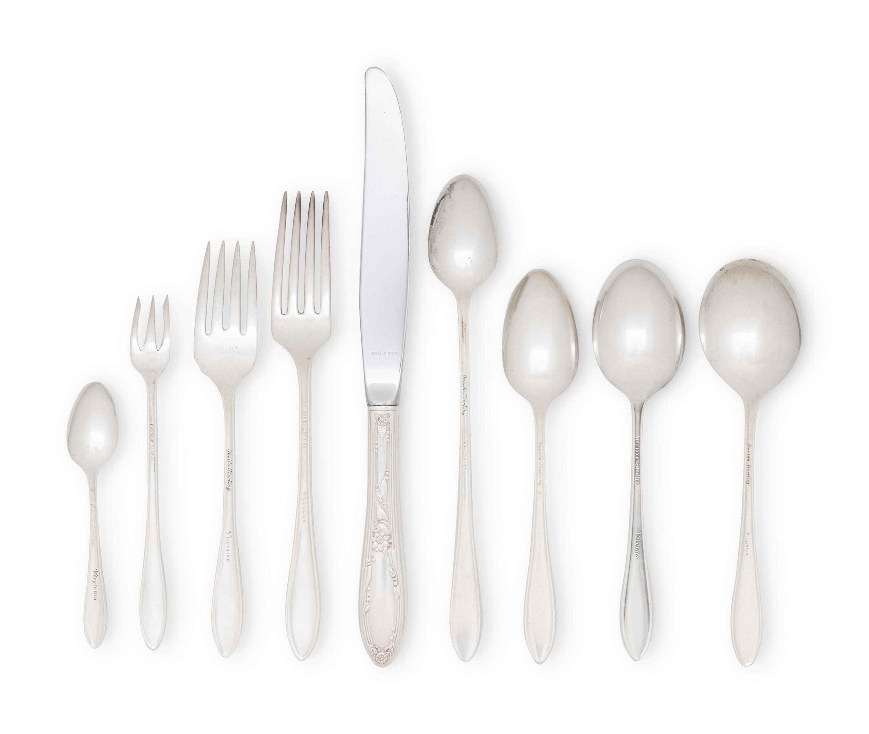 An Assembled George III Silver Flatware Service