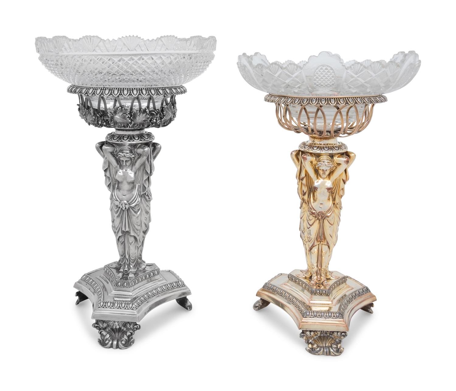 Two Sheffield Silver-Plate and Cut Glass Dessert Stands