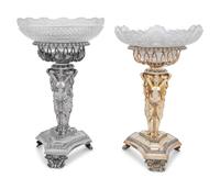 Two Sheffield Silver-Plate and Cut Glass Dessert Stands