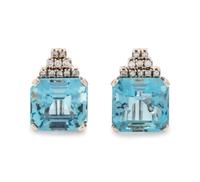 Aquamarine and Diamond Earclips