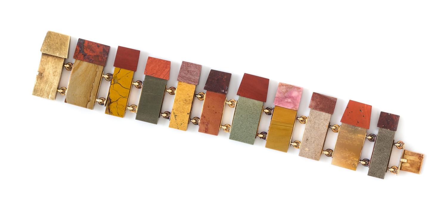 An 18 Karat Yellow Gold and Multi Hardstone Bracelet, Ole Bent Petersen, 41.40 dwts.