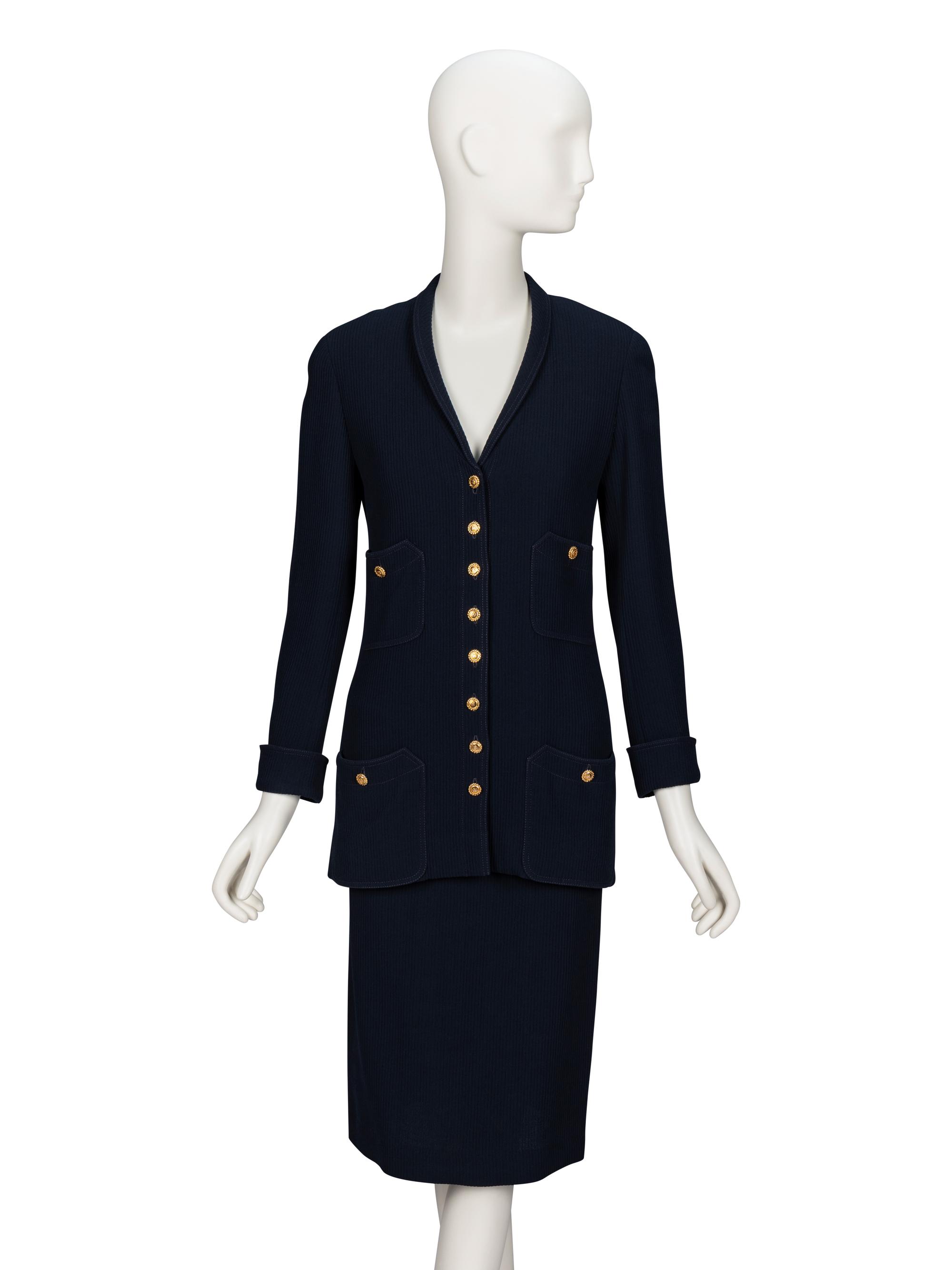 Chanel, Navy Cord Skirt Suit