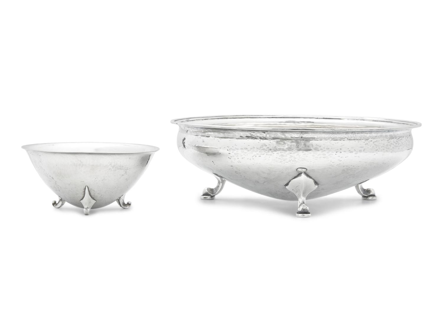 Two Arts & Crafts Sterling Silver Footed Bowls