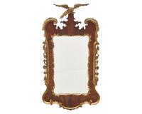 A George II Walnut Veneered and Parcel-Gilt Looking Glass
