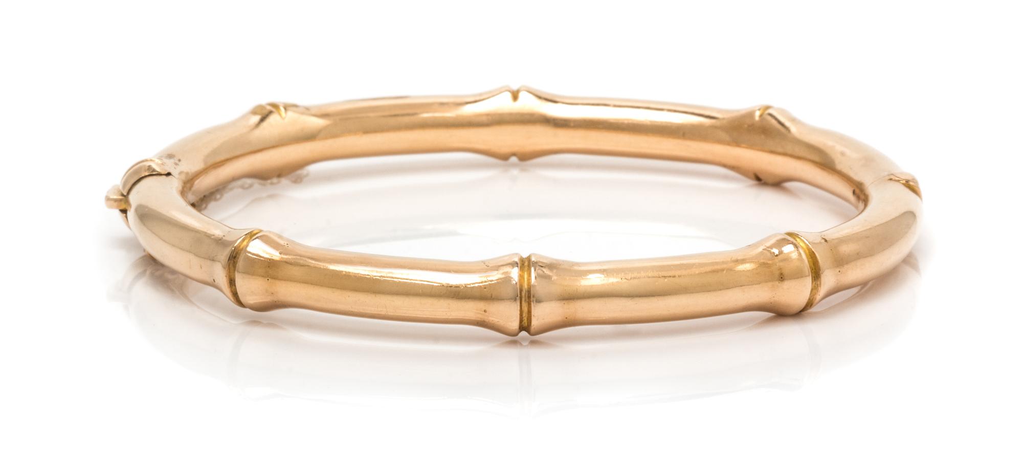 A 15 Karat Yellow Gold Bamboo Style Bangle, 9.50 dwts.
