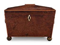 A Regency Gilt Metal Mounted Burlwood Tea Caddy