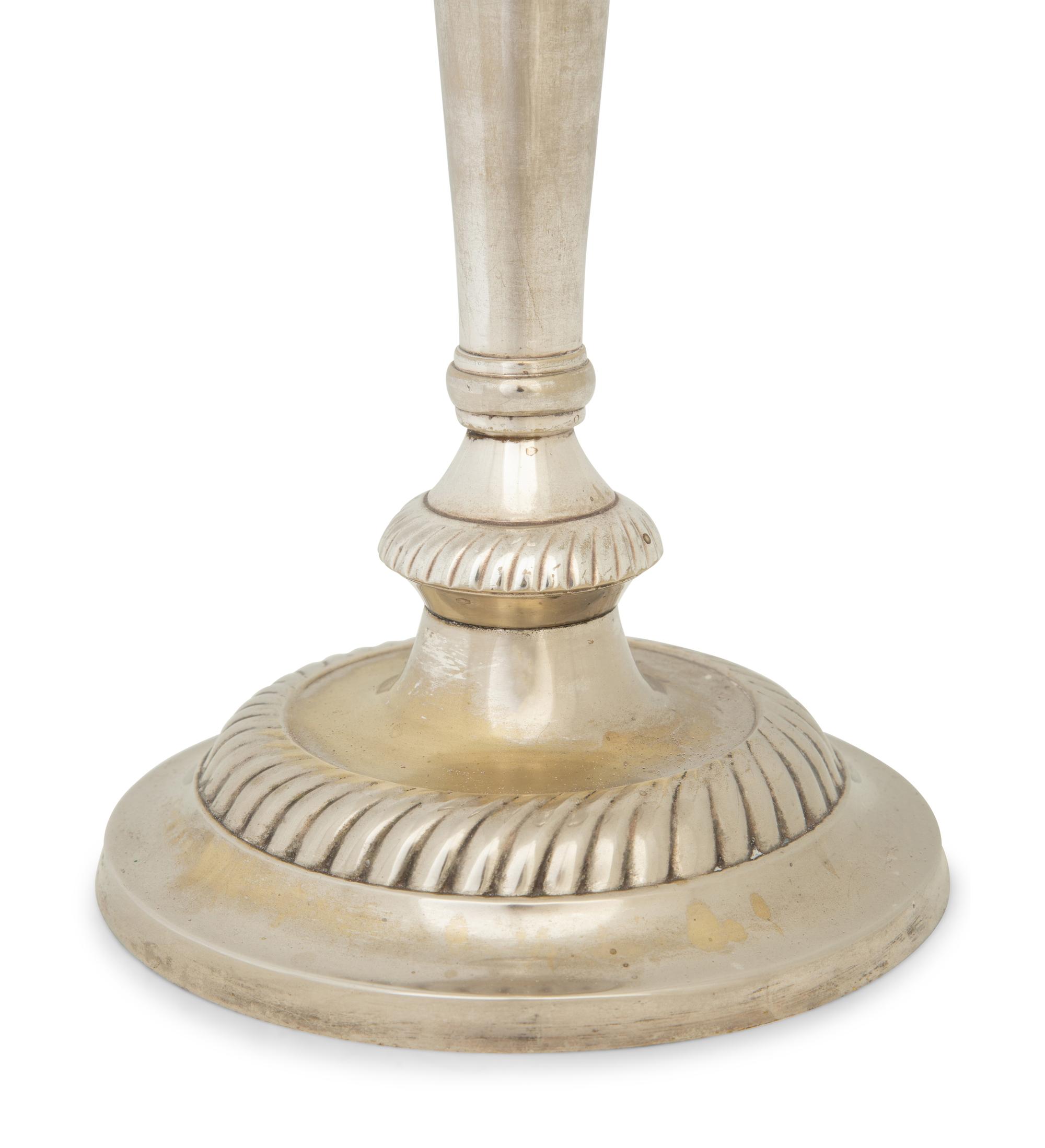 A Set of Six Georgian Style Silver Plate Candlesticks — 20th Century