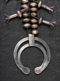 Navajo Silver Concha Belt and Squash Blossom Necklace