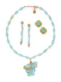 DOMINIQUE COHEN, YELLOW GOLD AND CHALCEDONY NECKLACE
