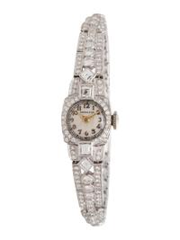 HAMILTON, PLATINUM AND DIAMOND WATCH