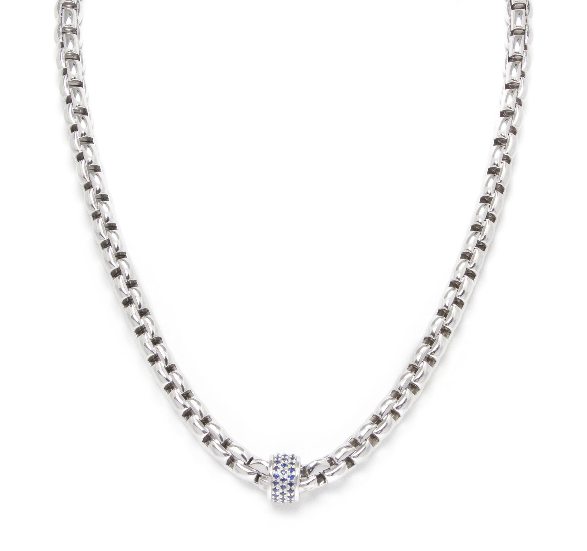 An 18 Karat White Gold and Sapphire Necklace, Fope, 25.70 dwts.
