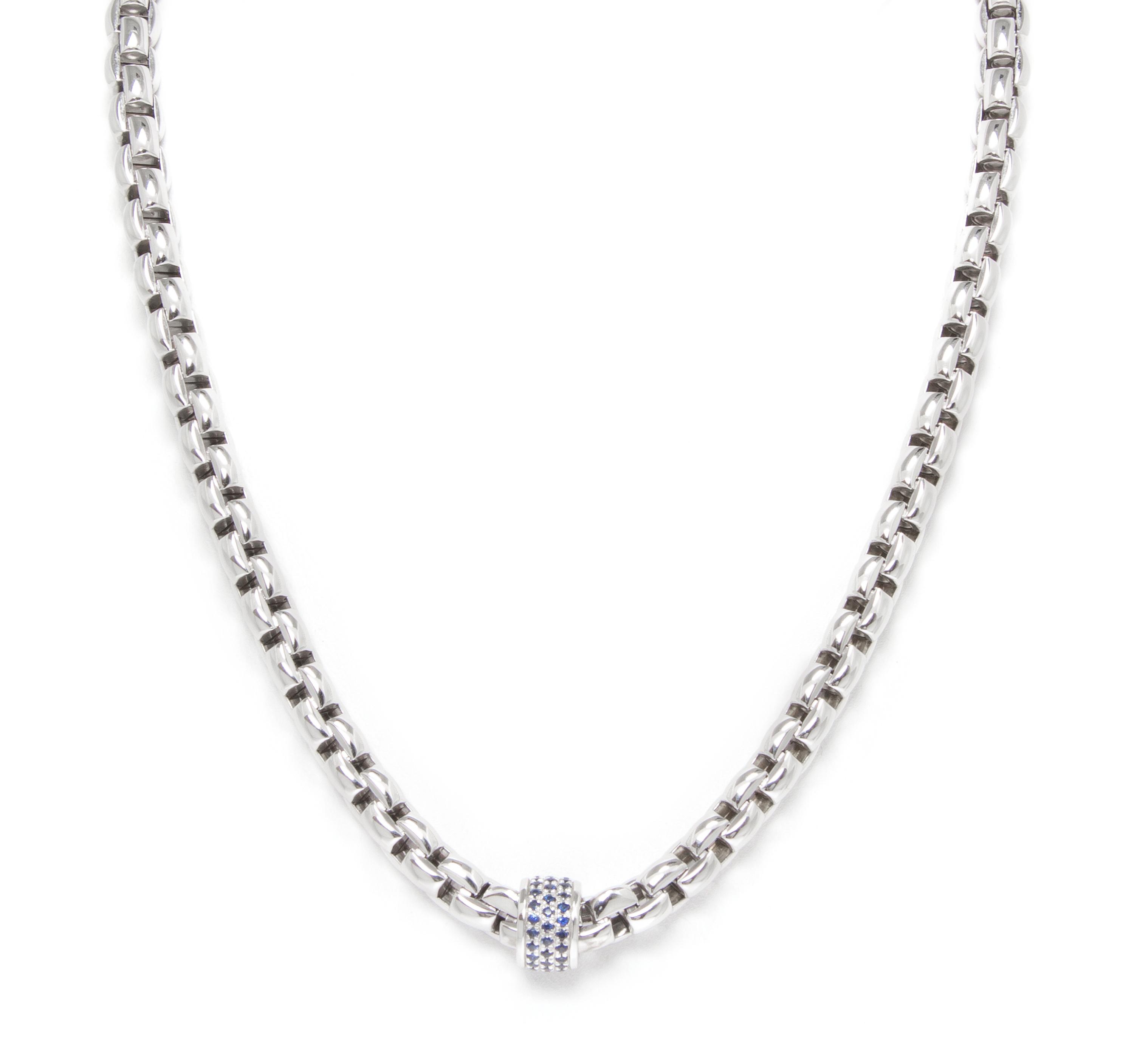 An 18 Karat White Gold and Sapphire Necklace, Fope, 25.70 dwts.