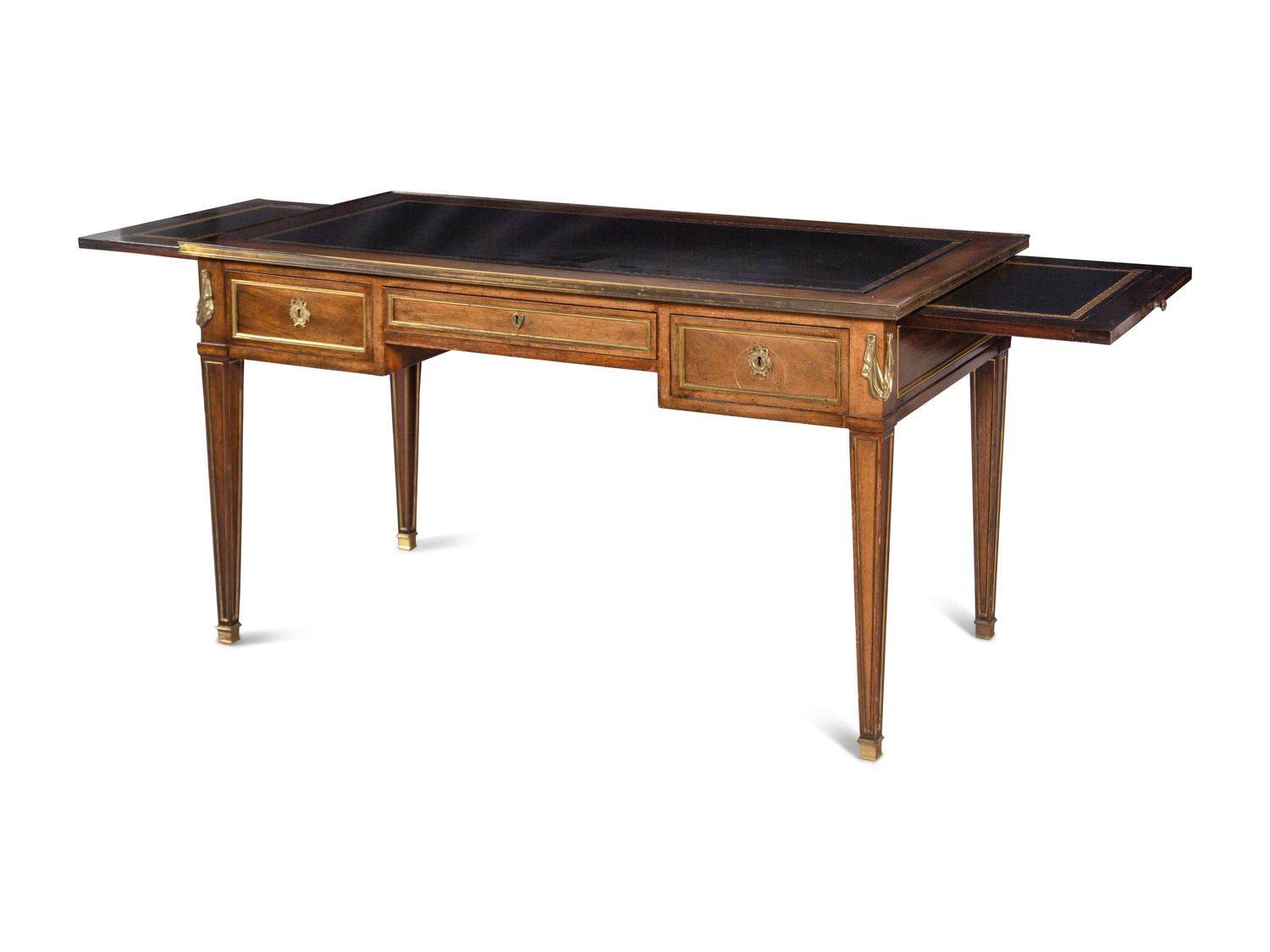 A Louis XVI Style Gilt Bronze Mounted Mahogany Bureau Plat