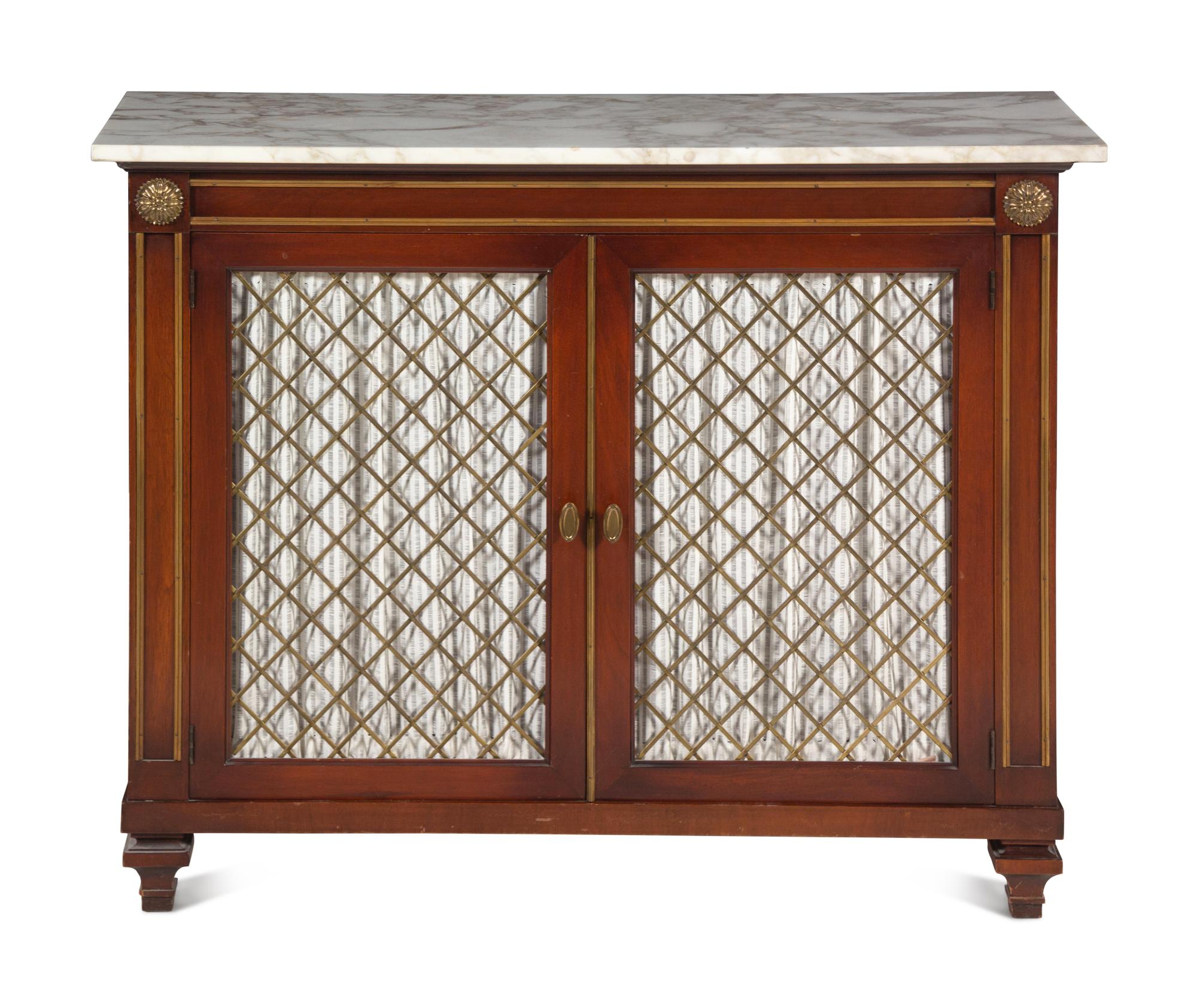 A Regency Style Mahogany Marble-Top Chiffonier
