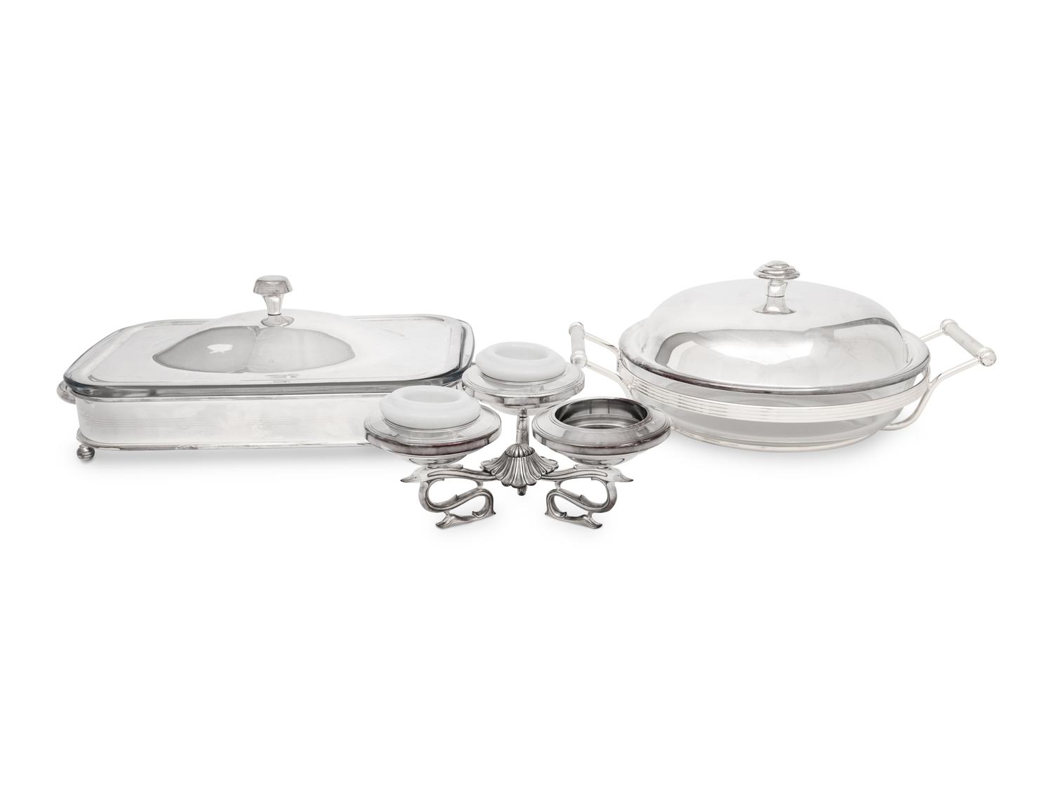A Christofle Silver-Plate Covered Serving Dish and Caviar Server