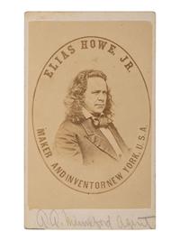 [EARLY PHOTOGRAPHY]. Advertising CDV for American inventor Elias Howe Jr.