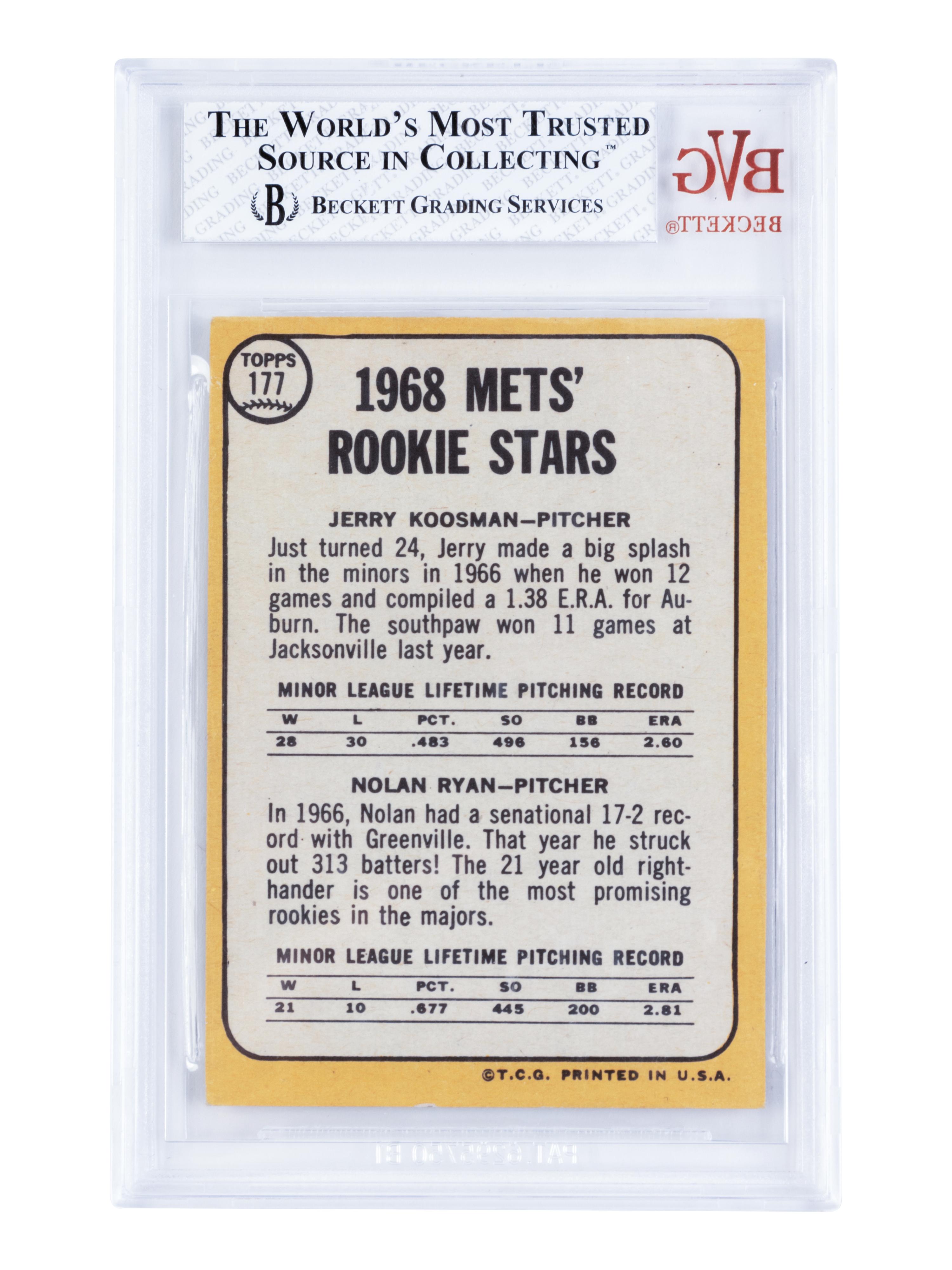 A 1968 Topps Nolan Ryan Mets Rookie Stars No. 177 Baseball Card,