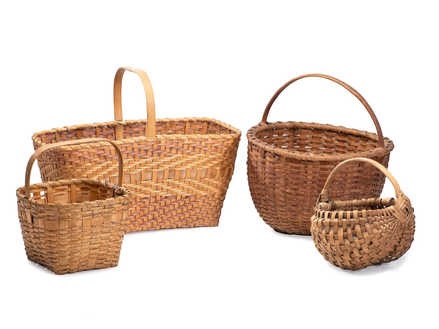 Four Woven Splint Baskets